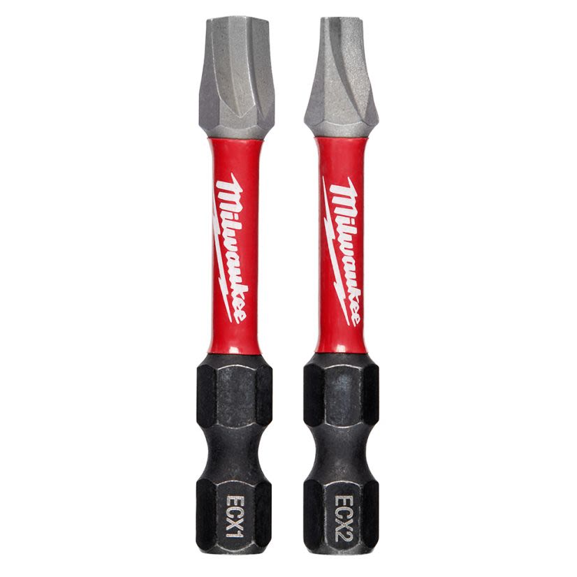 Milwaukee SHOCKWAVE 48-32-4443 Single Ended Combo Power Bit Kit, 2 Pieces, 2 in L, 1/4 in Hex Shank, Carbon Steel